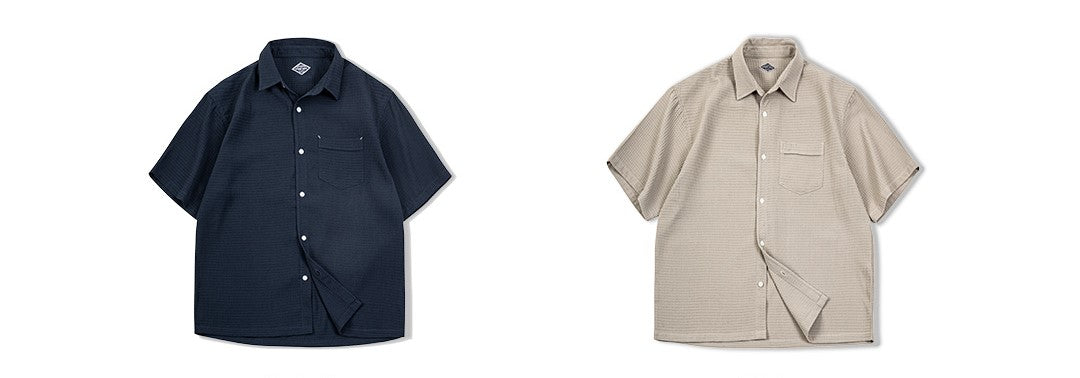 ★ゆったりシルエット ワッフル地 リラックスシャツ★S~2XL