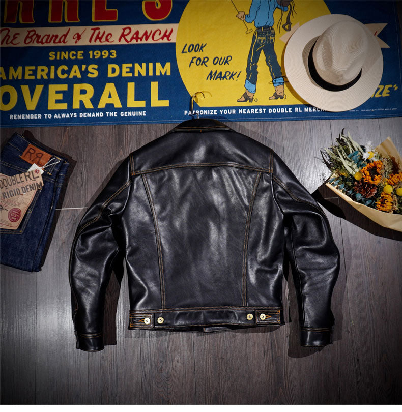 ★ストームライダー型 復刻モデル オイルカウレザージャケット★ブラック S~3XL