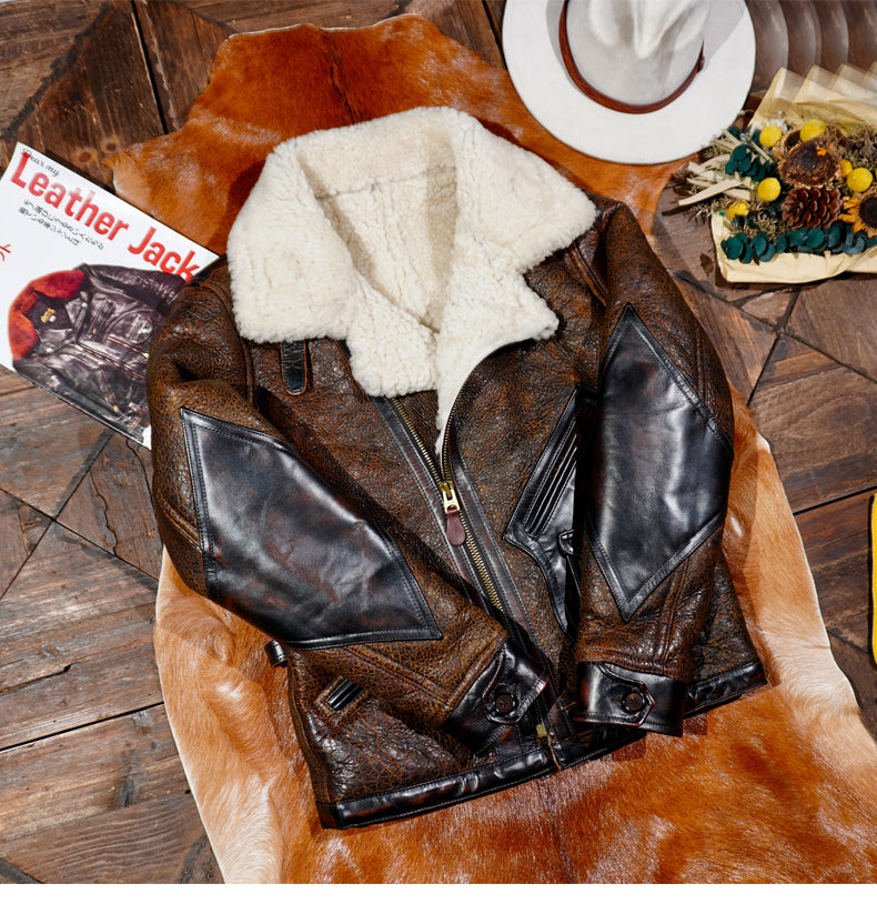 Dポケ付き★ムートン ダブルライダースジャケット★S~3XL