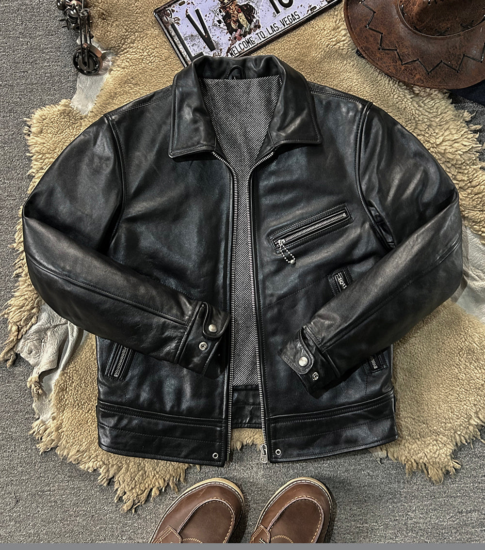 ホースハイドレザー シングルライダース ジャケット M~4XL