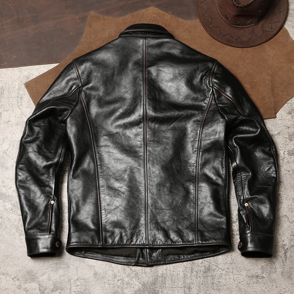 △ヴィンテージ復刻型 茶芯カウレザー カーコート▽S~4XL