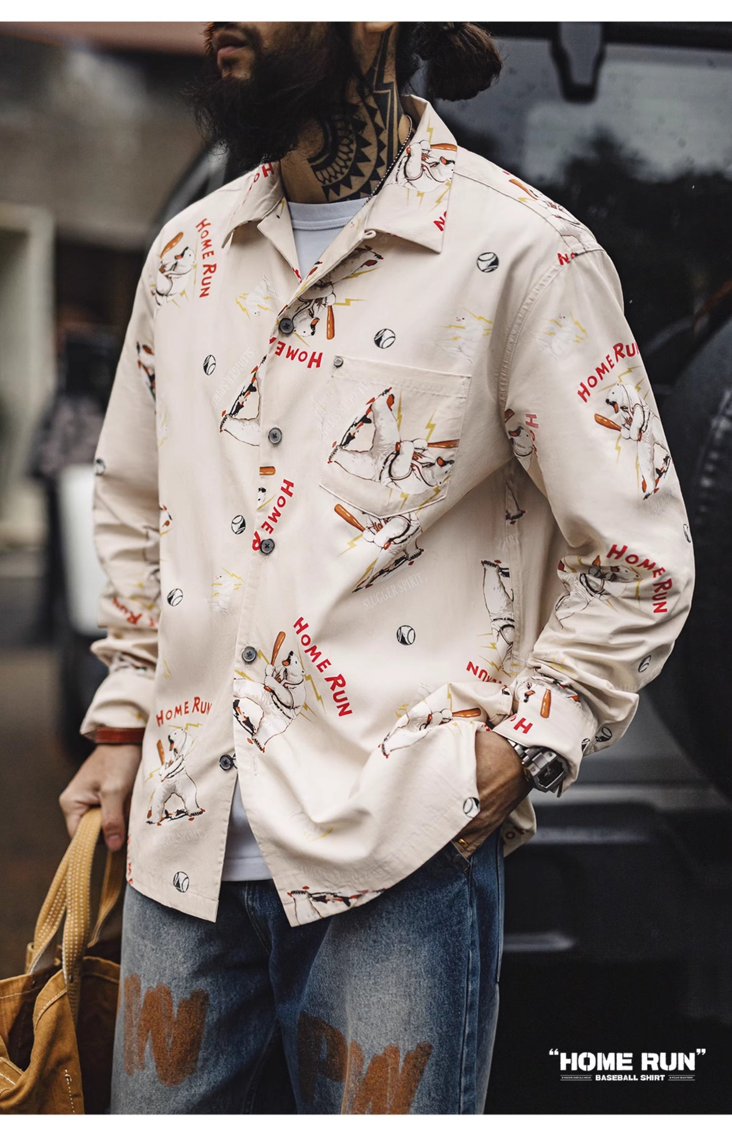 ◆白熊柄HOME RUNシャツ◆S~2XL