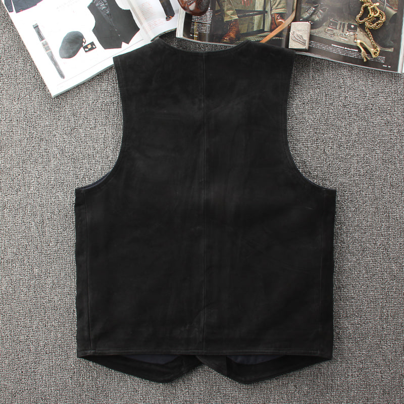 スウェード レザー ライダース ベスト M~4XL