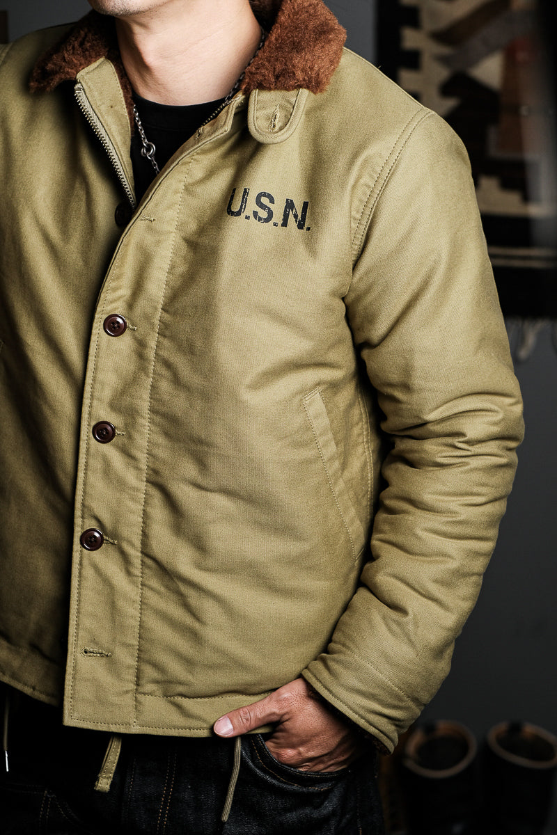 ☆ヴィンテージ 復刻 N-1 ウールアルパカ混総ボア USNデッキジャケット☆S~3XL