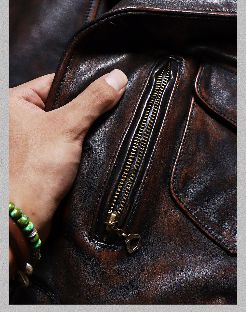 ヴィンテージ 復刻 茶芯 ホースハイド ボタン式ダブルライダースジャケットS~4XL