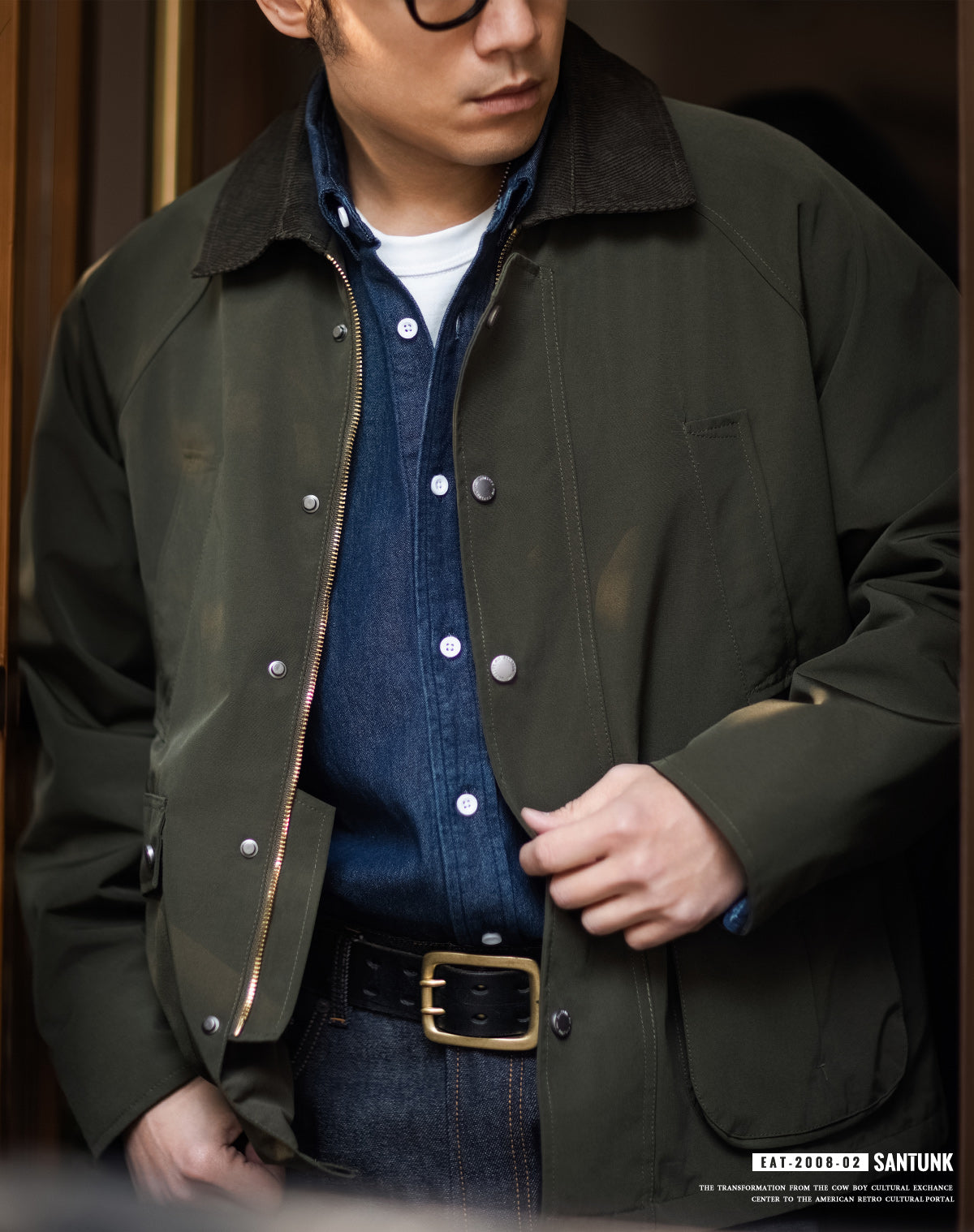 ◇襟元コーデュロイ切替え ハンティングジャケット◇M~3XL