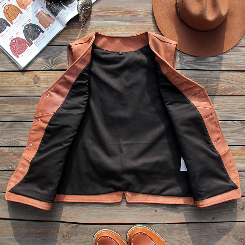 カウレザーウエスタン ベスト M~4XL