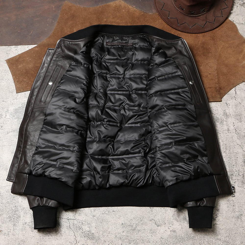 昨シーズン物売り切りセール◇グレーダックダウン使用◇シープレザー ダウンブルゾン◇ L~2XL