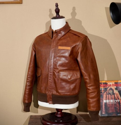昨シーズン物売り切りセール△ヴィンテージ復刻 ワックスコーティング カウレザー A-2ジャケット▽S~4XL