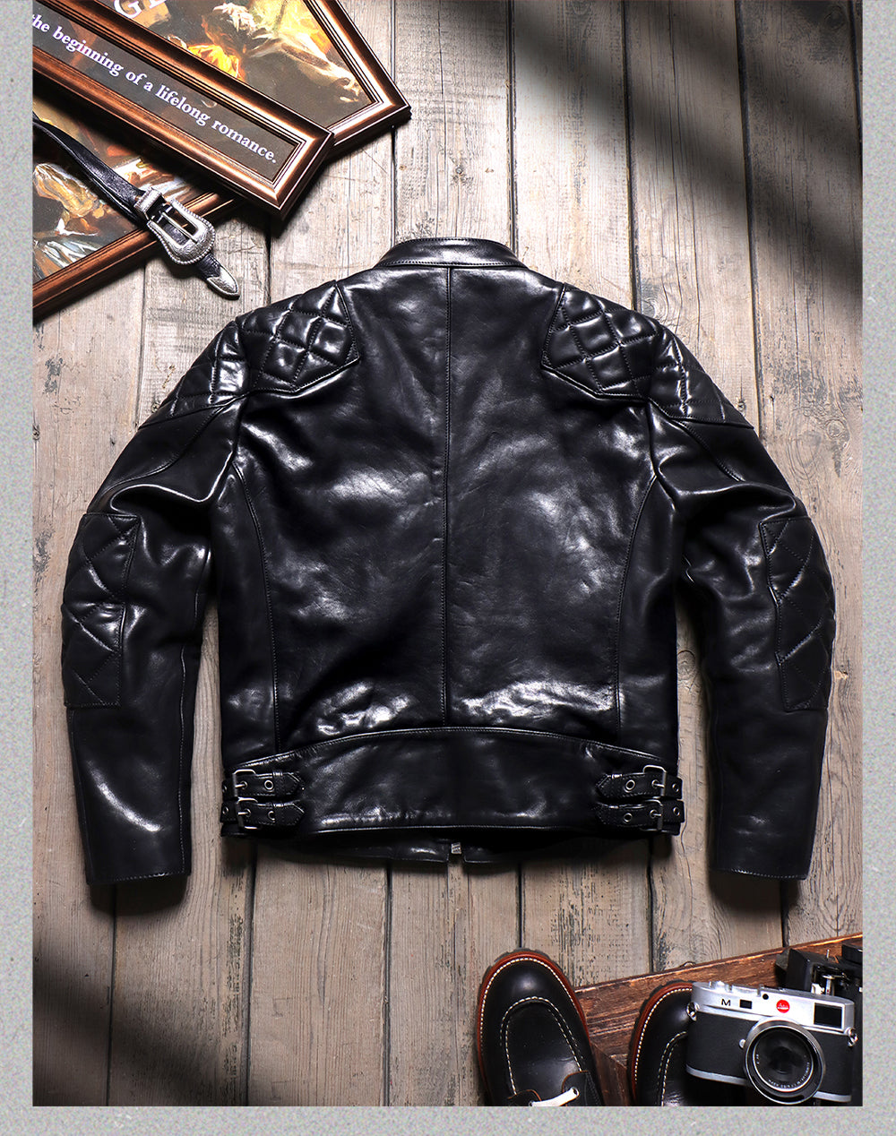 ▲ビンテージ復刻 植物タンニン鞣し カーフレザー シングルライダース ジャケット▼S~5XL