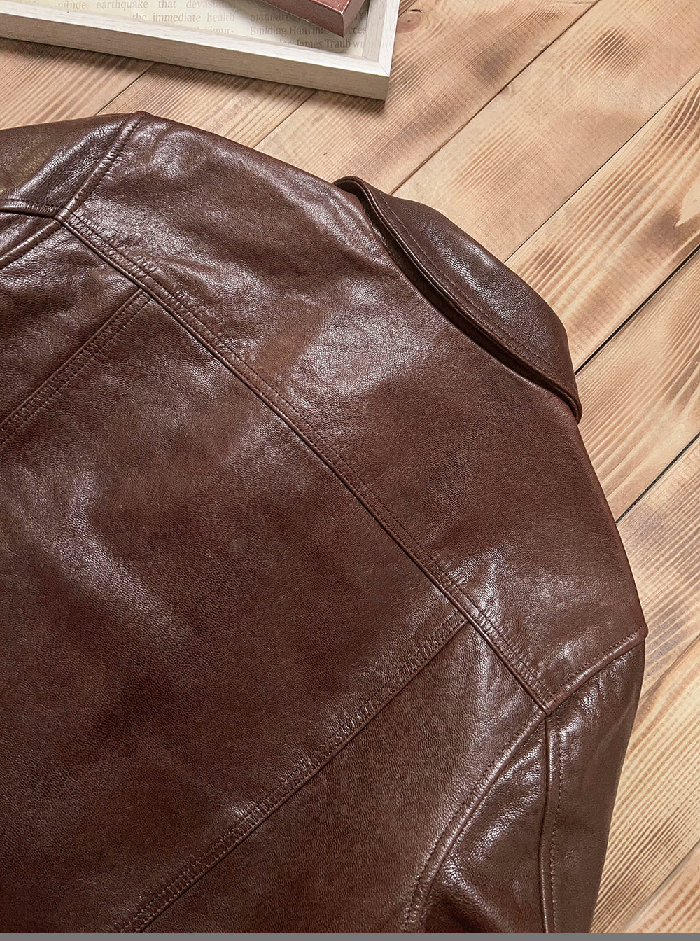 SALEプライス★VINTAGE復刻デザイン 植物タンニンなめし ゴートレザー シングルライダースジャケット★M~5XL ブラウン