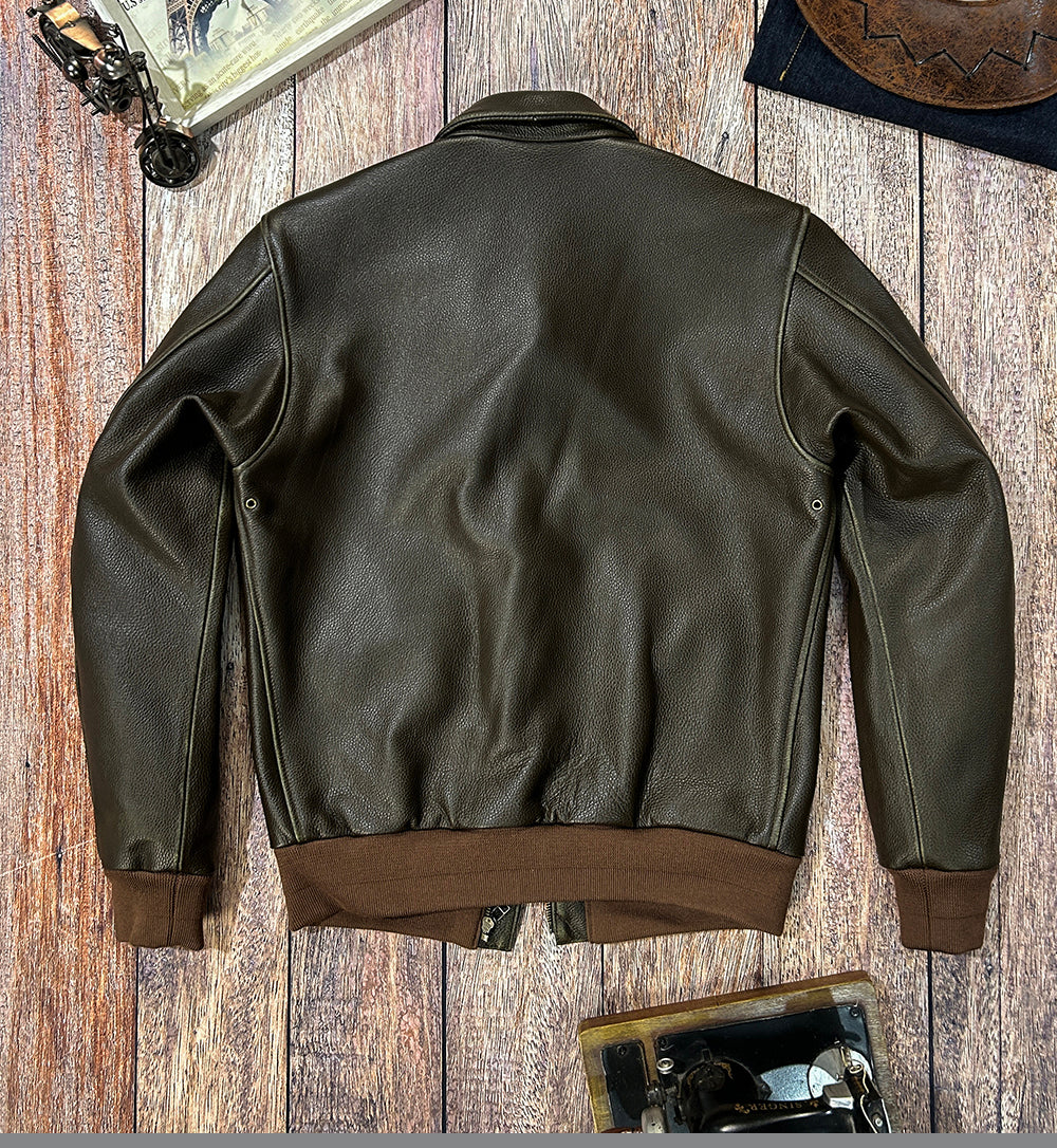 ◇絶妙なヴィンテージ加工◇茶芯カウレザー A-2 フライトジャケット◇M~5XL
