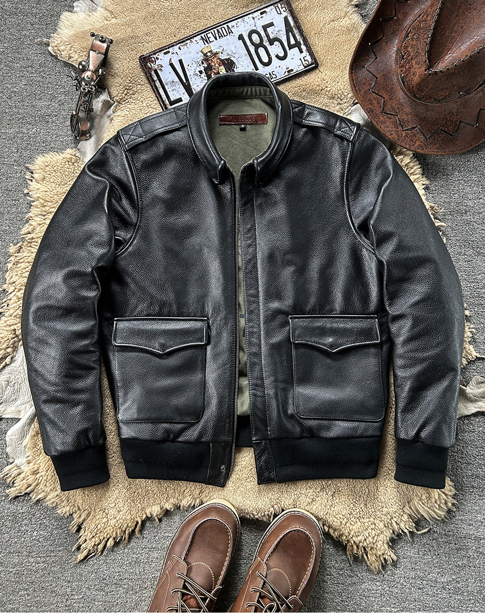 △ヴィンテージ復刻 イタリア産カウレザー使用 A-2ジャケット▽ XL~5XL