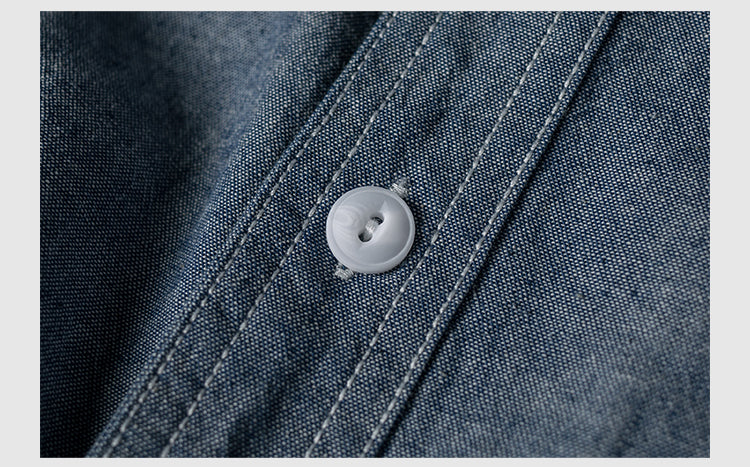 ◆ヴィンテージ復刻デザイン 半袖7.2オンス シャンブレーワーク シャツ◆S~2XL