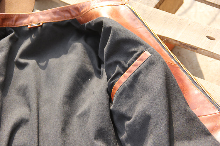 ワックス加工カウレザー シングルライダースジャケット M~4XL