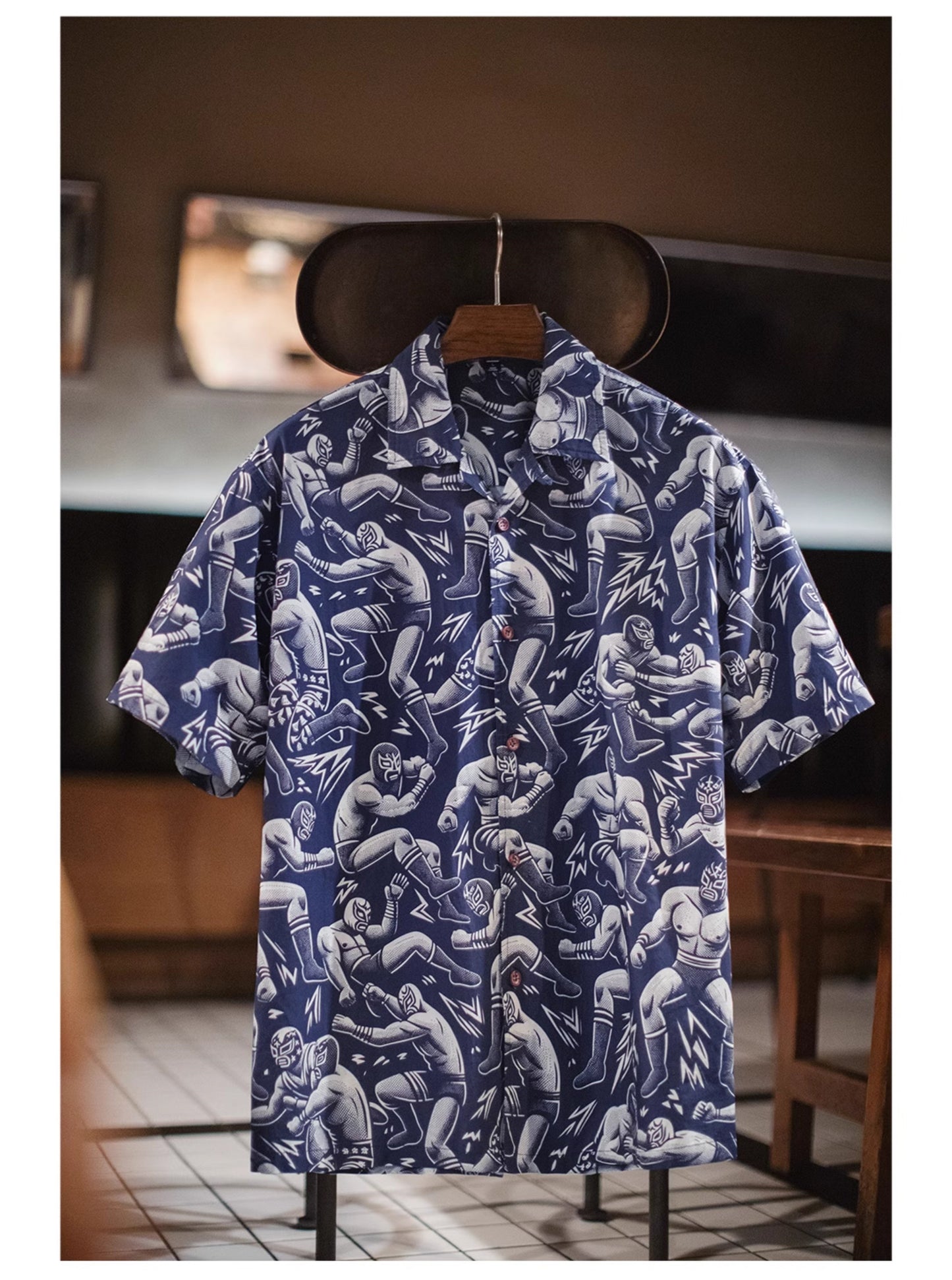 ▲覆面レスラー総柄 アロハシャツ▼S~2XL