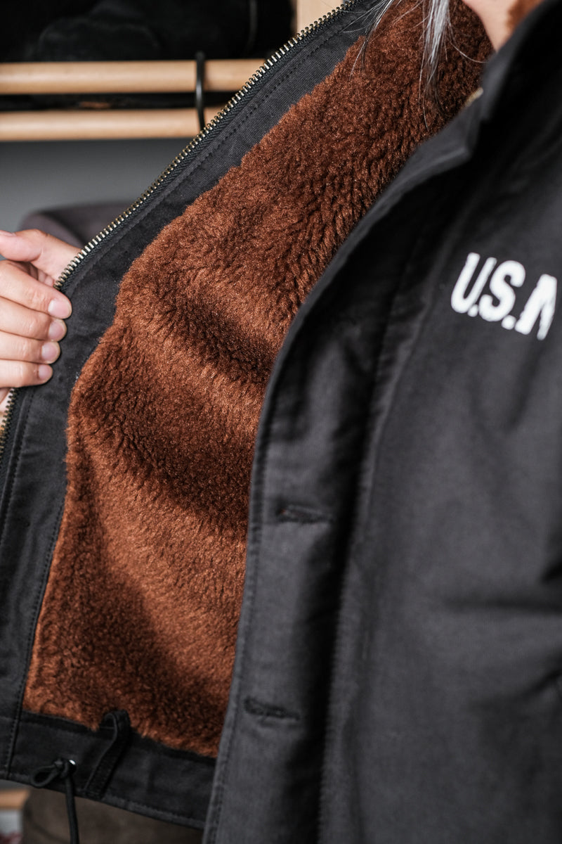 ☆ヴィンテージ 復刻 N-1 ウールアルパカ混総ボア USNデッキジャケット☆S~3XL