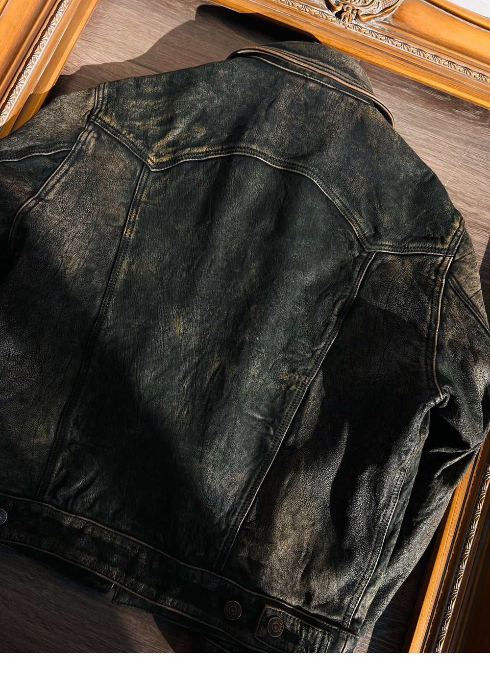 圧巻のヴィンテージ加工☆ゴートレザーショートジャケット☆S~3XL