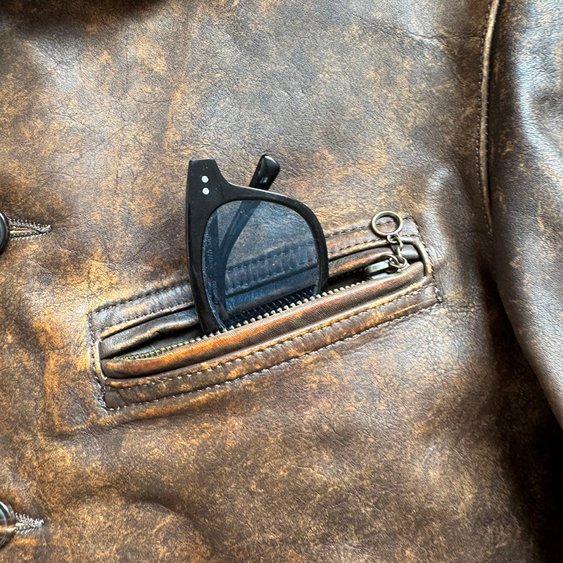 完璧なヴィンテージ加工★茶芯カウレザー×ムートン BILLINGS JACKET★ブラウン XL~4XL