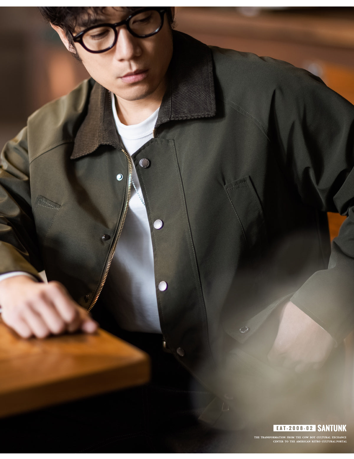 ◇襟元コーデュロイ切替え ハンティングジャケット◇M~3XL