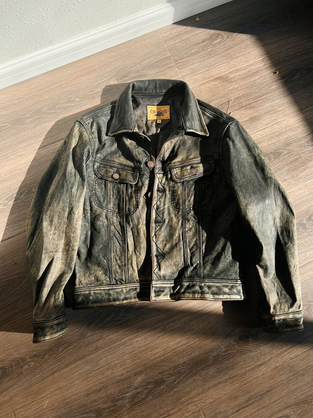 圧巻のヴィンテージ加工☆ゴートレザーショートジャケット☆S~3XL