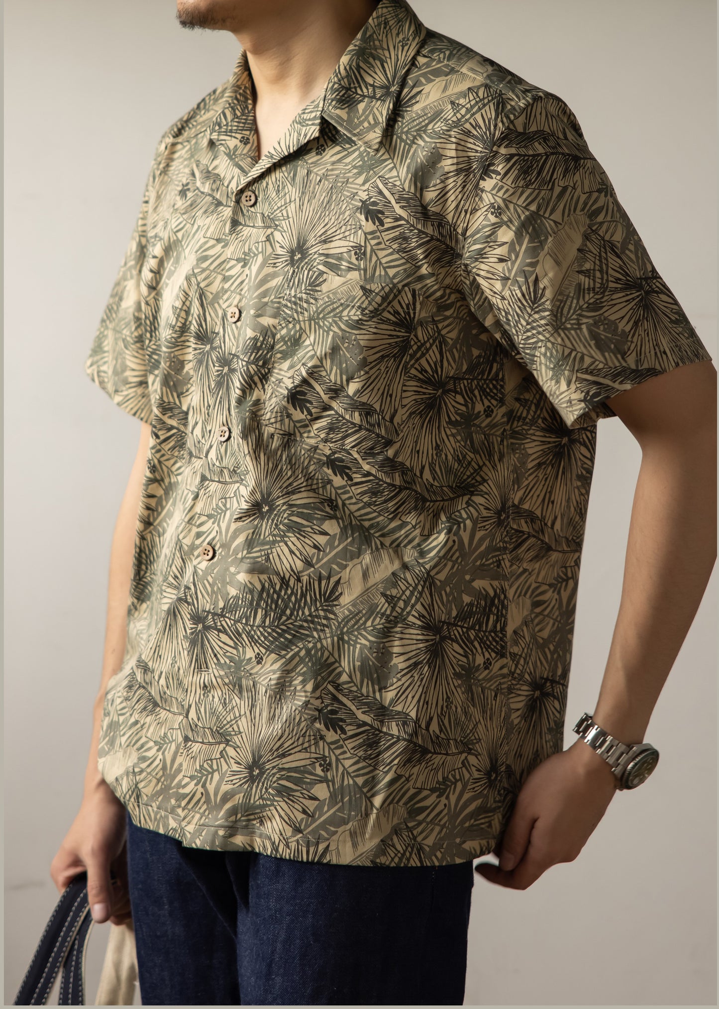 △ヴィンテージ復刻 リーフ柄 半袖 アロハシャツ▽S~3XL