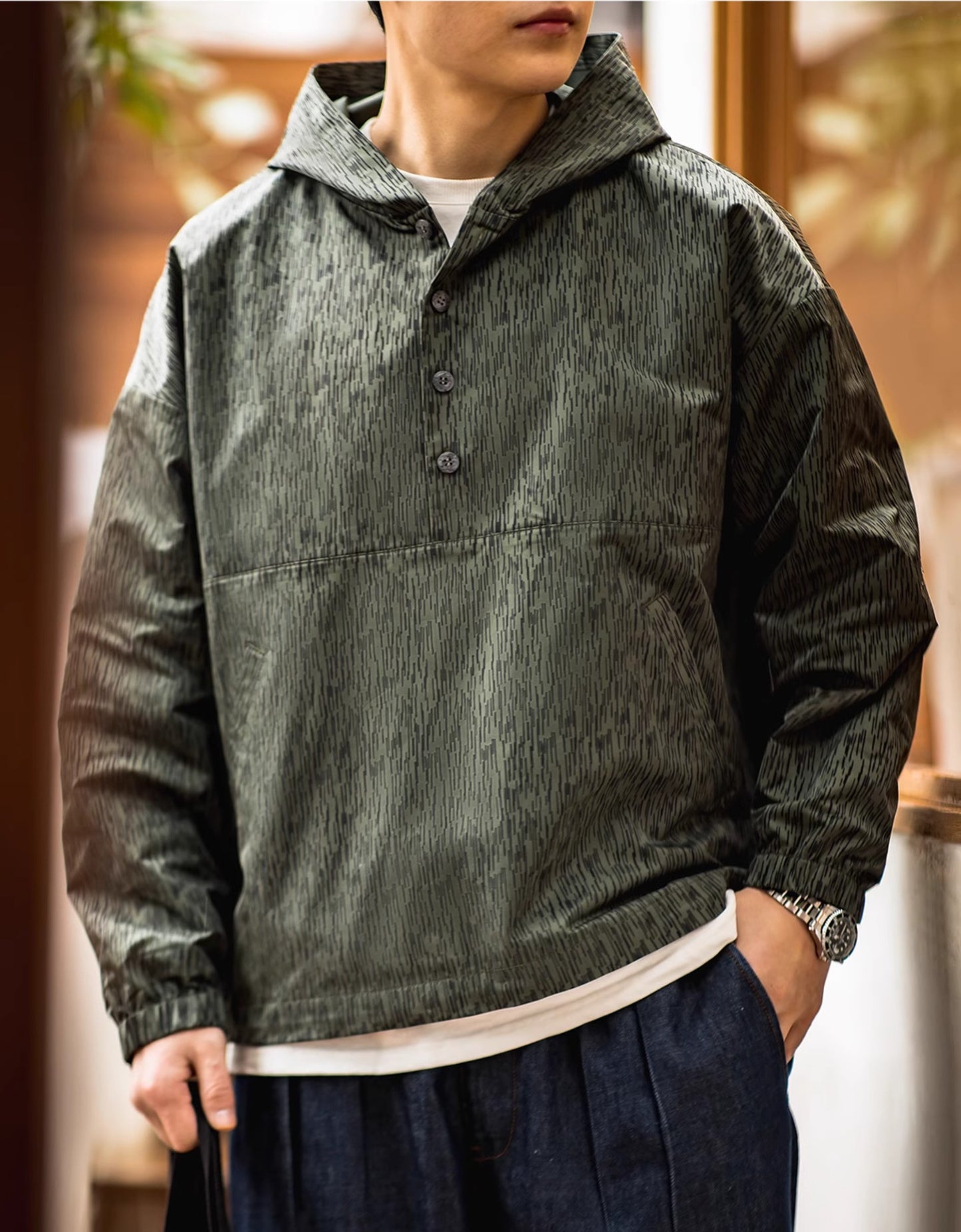 △ヴィンテージ復刻 デザインレインドロップカモ アノラックジャケット▽S~2XL