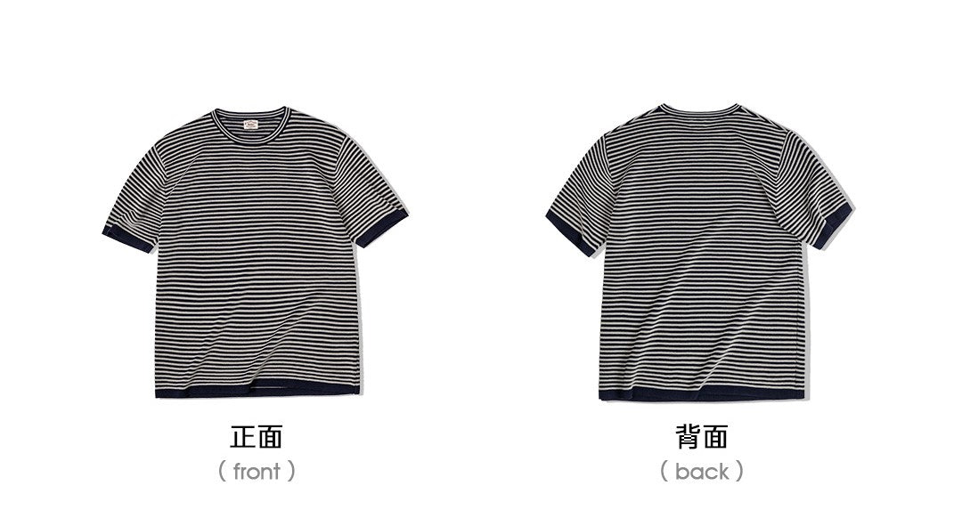立体感のある表情が絶妙◆ボーダー ニットTシャツ◆S~2XL