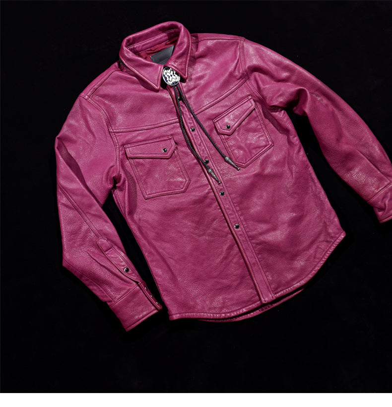 圧倒的スペシャルピース★ウォッシュ加工★ディアスキンレザー ウエスタンシャツ★M~4XL