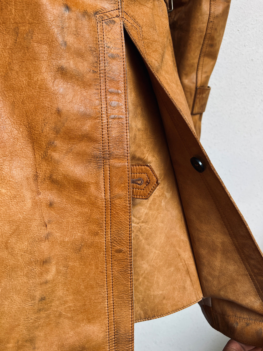 ◇ヴィンテージ復刻 イタリアン カーフレザー モーターサイクルコート◇S~3XL