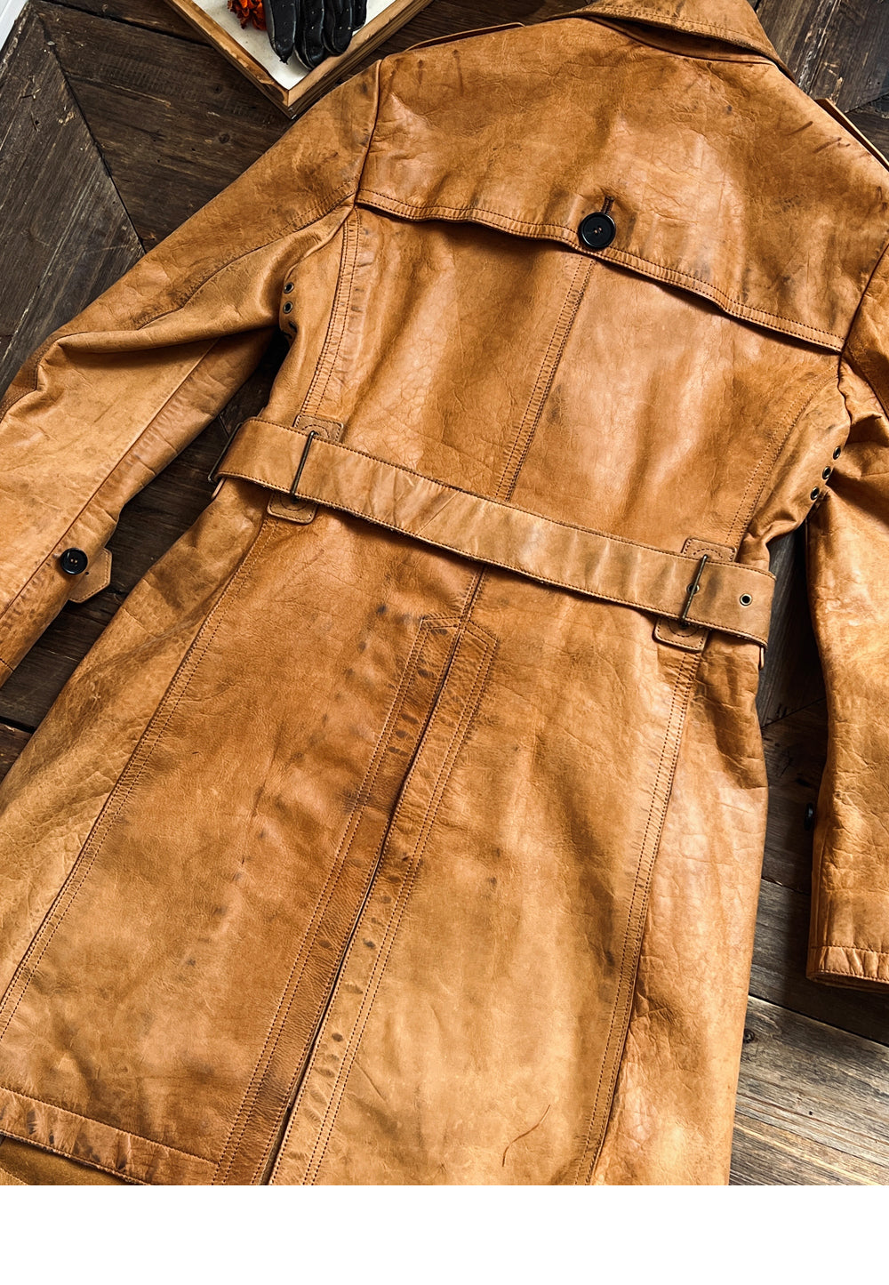 ◇ヴィンテージ復刻 イタリアン カーフレザー モーターサイクルコート◇S~3XL