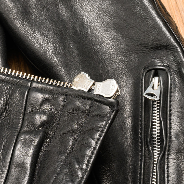 肩、肘パット付き✩植物タンニン鞣し ウォッシュ加工カウレザー ダブルライダースジャケット✩XS~XL