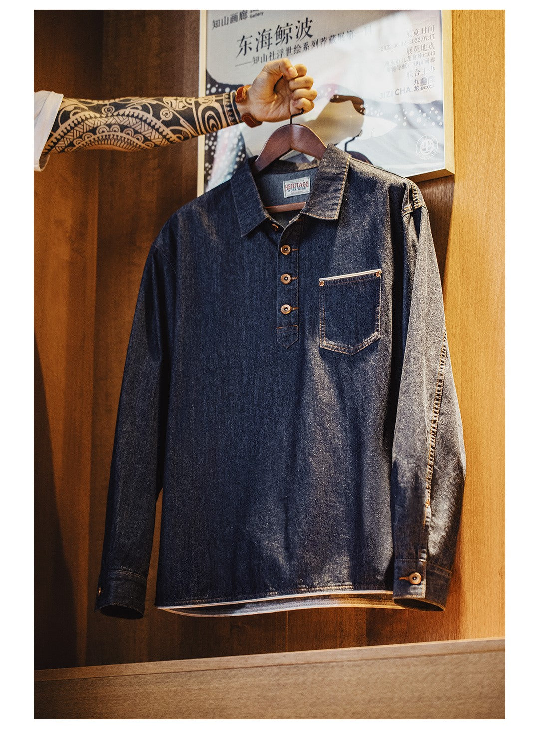 ★ヴィンテージ復刻セルビッチデニムプルオーバーシャツ★S~2XL