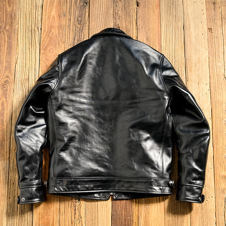 ▲ビンテージ復刻デザイン 茶芯ホースハイドレザー シングルライダース ジャケット▼M~2XL