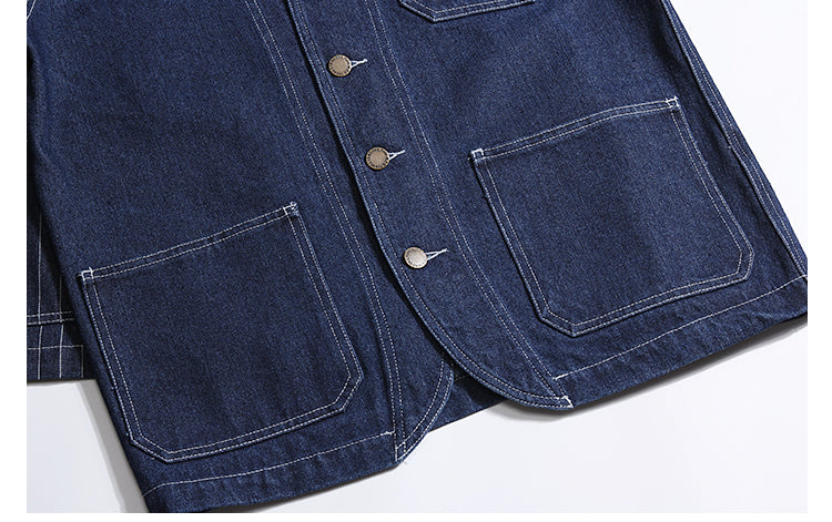 ゆったりシルエットが気分★ヴィンテージ復刻コットンデニムカバーオールジャケット★S~2XL