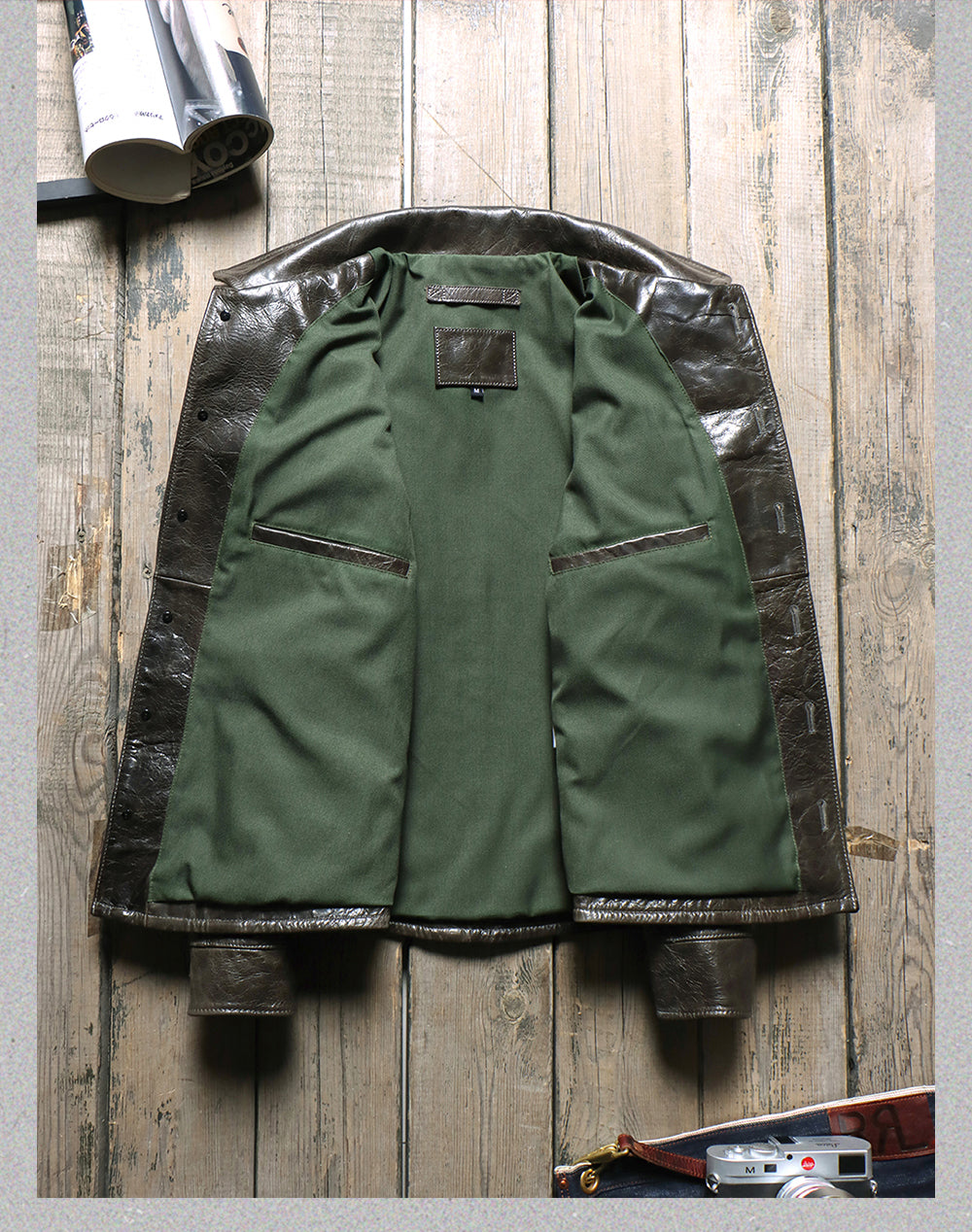 植物タンニン鞣し ゴートレザー シャツジャケット★M~5XL