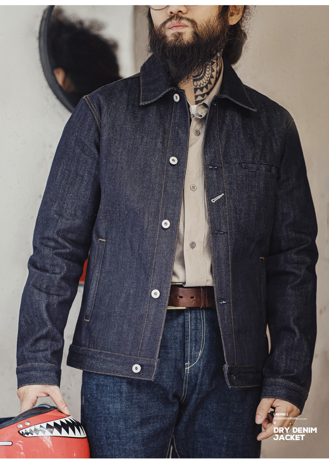 ▲16.5OZ しっかり厚みのドライデニムシンプルジャケット▼S~2XL