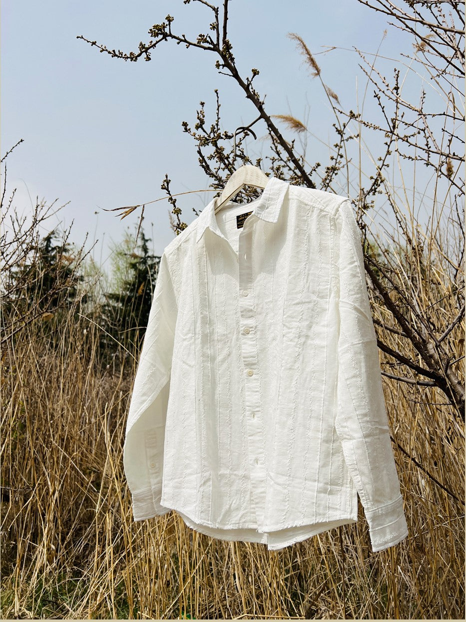 △絶妙なテクスチャーの白シャツ▽M~3XL
