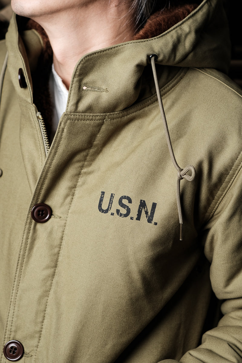 ☆ヴィンテージ 復刻 N-2 ウールアルパカ混総ボア USNデッキコート☆S~XL