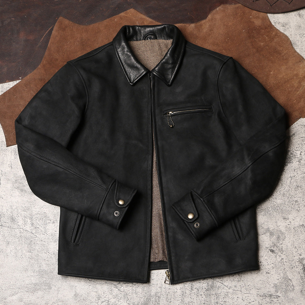 1930’s 復刻型ヴィンテージ加工 カウレザー シングルライダース ジャケット M~5XL