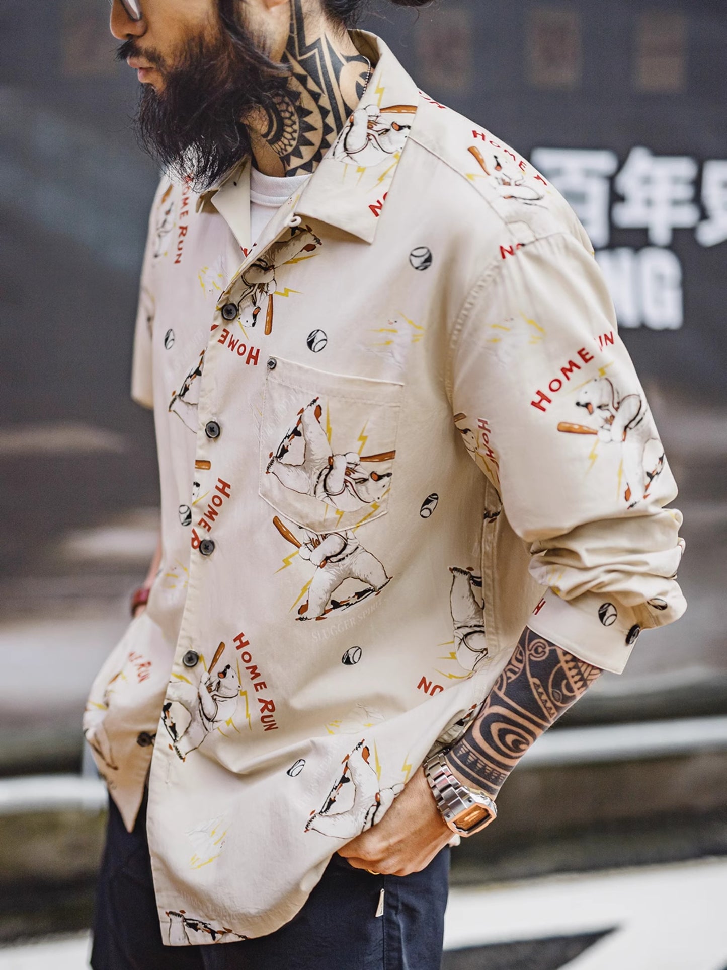 ◆白熊柄HOME RUNシャツ◆S~2XL