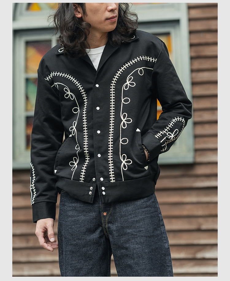 刺繍装飾◇ヴィンテージ50s復刻 コットン×レーヨン ウエスタンシャツ◇裏地付き