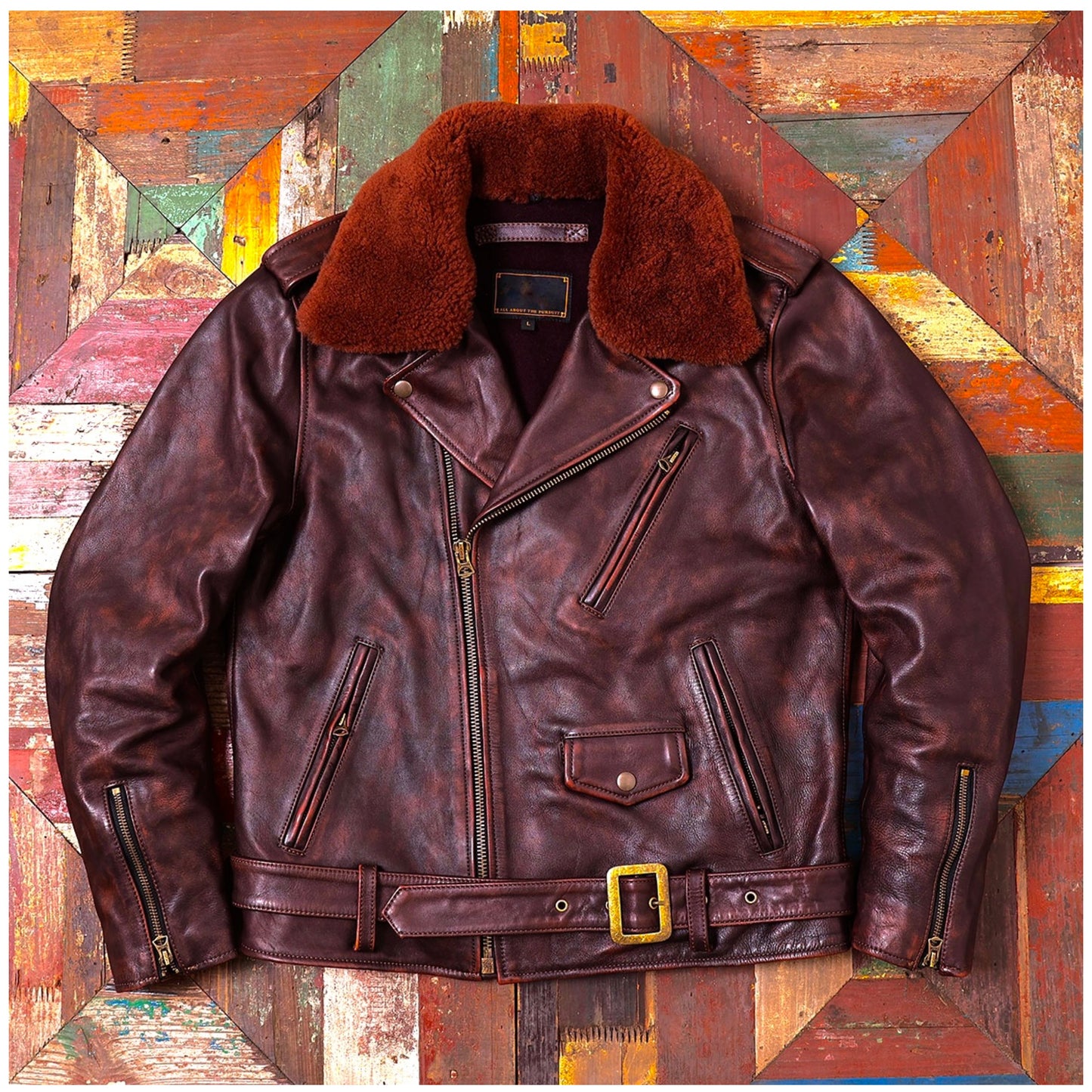 ファーの取り外し可能◇ヴィンテージ50s 復刻 茶芯カウレザー ダブルライダースジャケット◇S~5XL