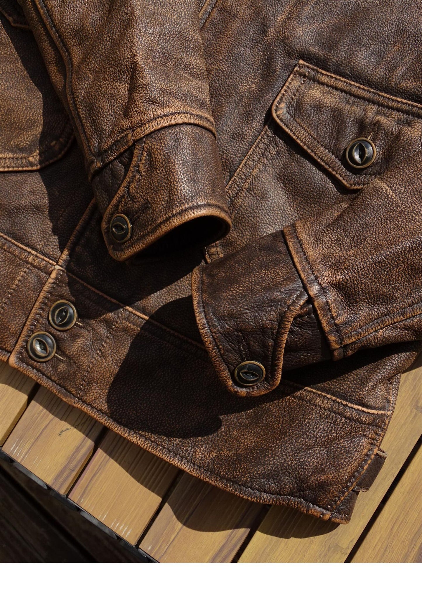 昨シーズン物売り切りSALEプライス◆1920's VINTAGE復刻デザイン茶芯 カーフレザー ジャケット◆S~5XL