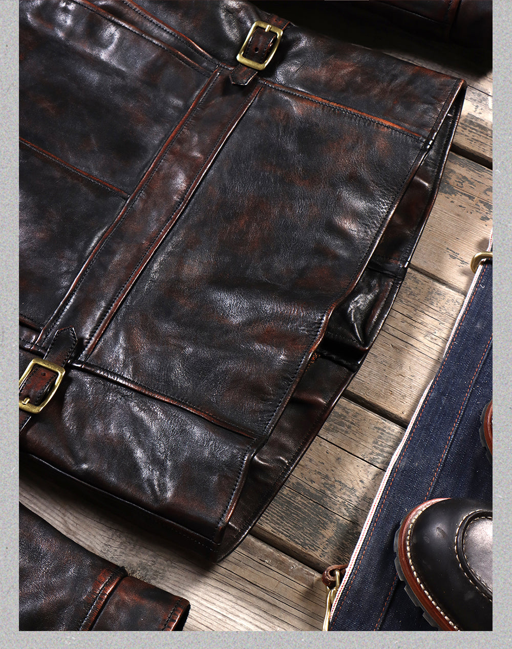 ヴィンテージ 復刻 茶芯 ホースハイド ボタン式ダブルライダースジャケットS~4XL