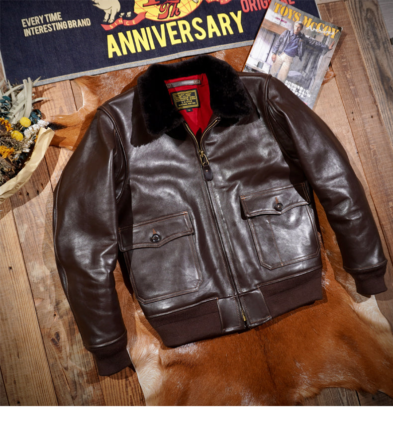 茶芯ホースハイドレザーG-1 フライトジャケット M~4XL