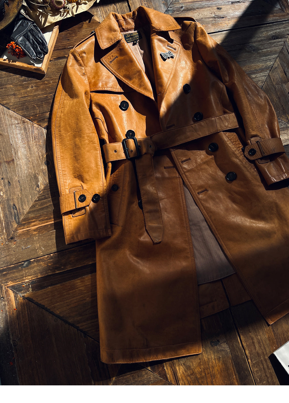 ◇ヴィンテージ復刻 イタリアン カーフレザー モーターサイクルコート◇S~3XL