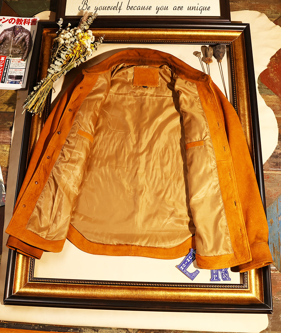 ★ミリタリースタイル シープレザー スウェード ウエスタンシャツ★S~4XL