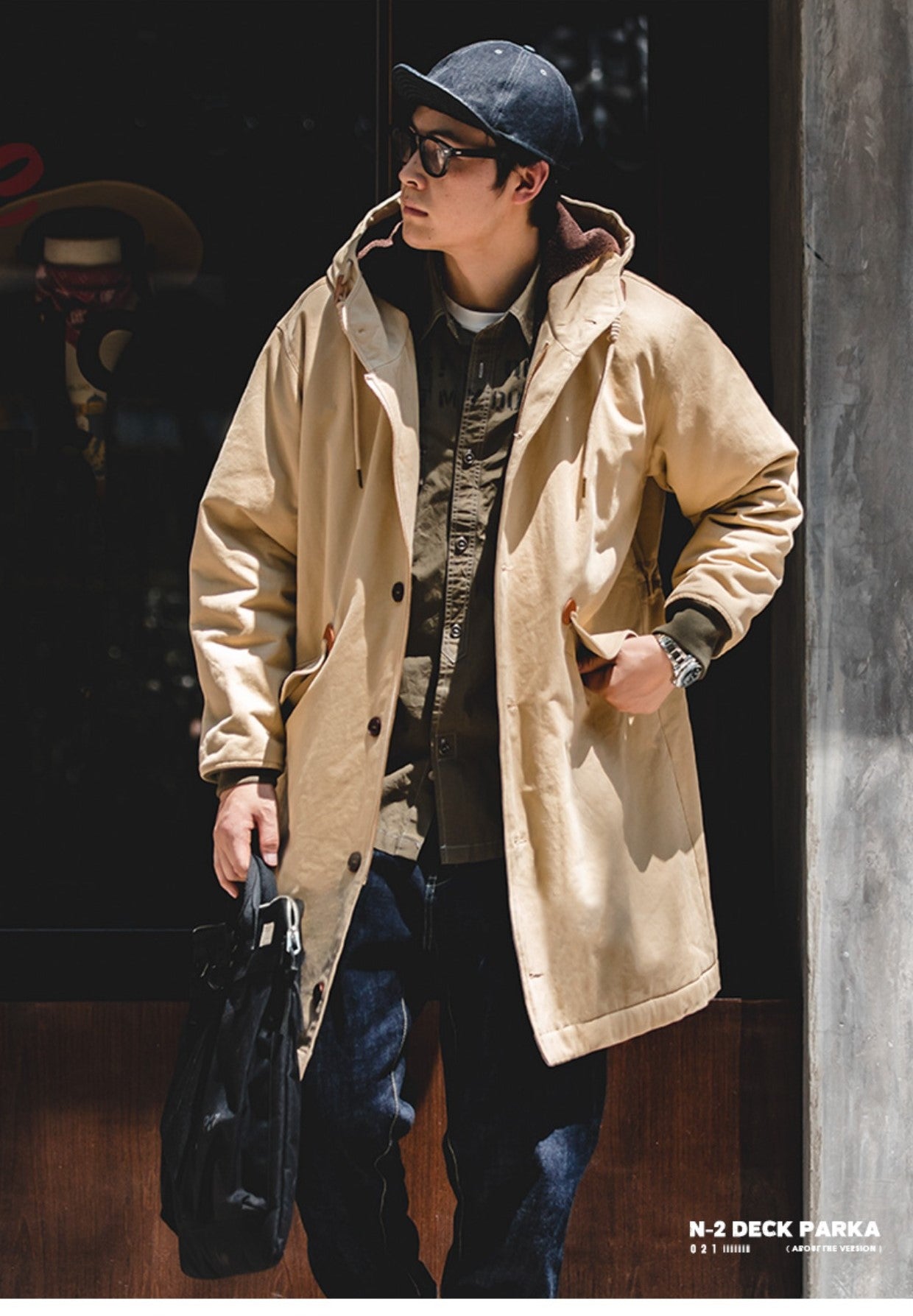 ボアライナーで暖か★N2 デッキコットンコートフード付き★S~2XL