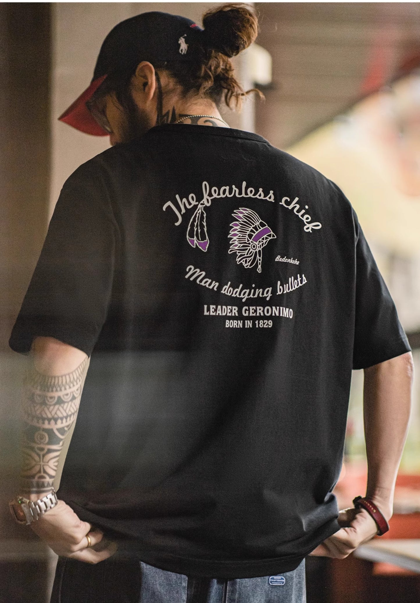 ◆ハーフスリーブ indian GERONIMOプリント Tシャツ◆S~3XL